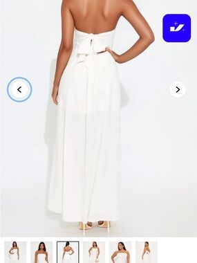 Strapless dress with Back Bow - White